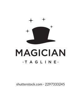 Simple magician hat with star sign logo design with creative idea.