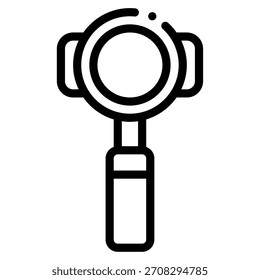 Ícone simples de lupa representando a pesquisa, adequado para interfaces de usuário, sites e aplicativos móveis.