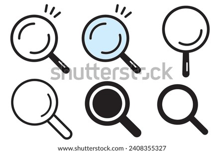 Simple magnifying glass icon set