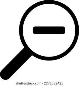 Búsqueda simple de vidrio para ampliar el icono de símbolo con signo de menos. Imagen vectorial.
