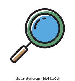 Una simple imagen vectorial de cristal de magnificación para icono, símbolo/logotipo e ilustraciones.