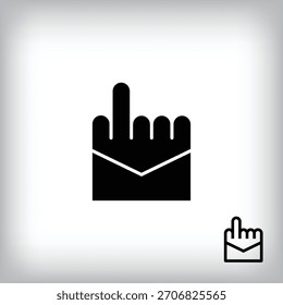 Carta de correo simple y diseño de signo de la mano. Diseño creativo de mensajes e ideas, identidad corporativa.