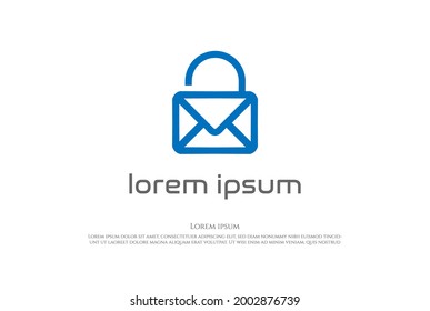Simple Mail with Lock for Secure Secret Safe Message Application Technology Logo Design Vector