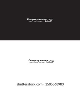 simple mail logo on white and black background.