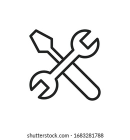 Simple maintenance line icon. Stroke pictogram. Vector illustration isolated on a white background. Premium quality symbol. Vector sign for mobile app and web sites.