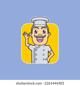 simple male chef logo for symbol or icon