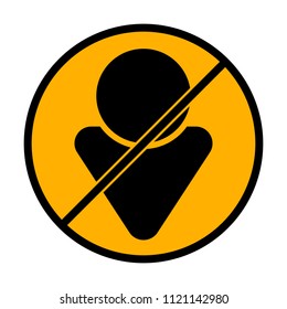 Simple male symbol. Man icon. not allowed, black object in warning sign with orange background color