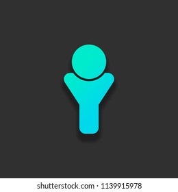 Simple male symbol. Man icon. Colorful logo concept with soft shadow on dark background. Icon color of azure ocean