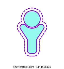 Simple male symbol. Man icon. Colored sketch with dotted border on white background