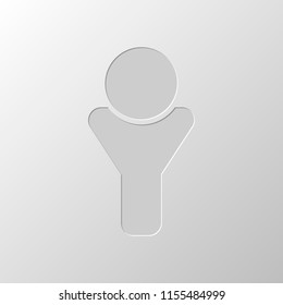 Simple male symbol. Man icon. Paper design. Cutted symbol. Pitted style