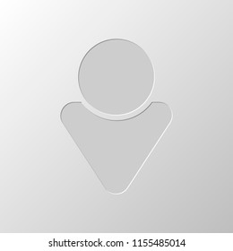 Simple male symbol. Man icon. Paper design. Cutted symbol. Pitted style