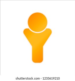 Simple male symbol. Man icon. Orange sign with low light on white background