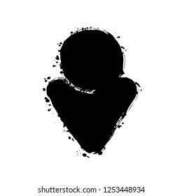 Simple male symbol. Man icon. Black ink with splashes on white background