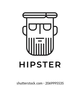 simple man with beard and glasses logo vector