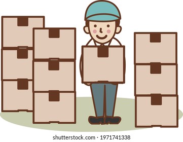 A simple man with cardboard.