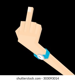 simple man hand with middle finger. concept of pointer, nonverbal, fuck you, brutal, rebel, emotional, punk, furious, lifestyle, bizarre, indecent.