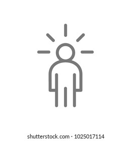 Simple man with an idea line icon. Symbol and sign vector illustration design. Isolated on white background
