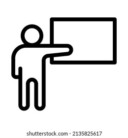 Simple un hombre apuntando al diseño de iconos de pizarra, ilustración vectorial con estilo de línea, mejor usado para banner o aplicación web