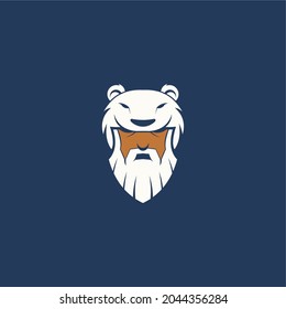 simple man and polar bear logo. vector illustration for logo or icon