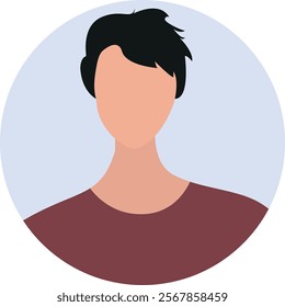 Simple Man Portrait in Circle Flat Vector