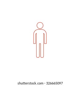 Simple Man. Red outline vector pictogram on white background. Flat simple icon