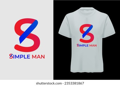 Simple man t shirt design red  blue 