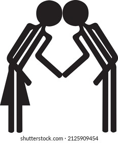 simple man and woman in love icon in black and white