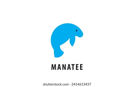 simple manatee logo design inspiration,manatee logo design template,sea wildlife.