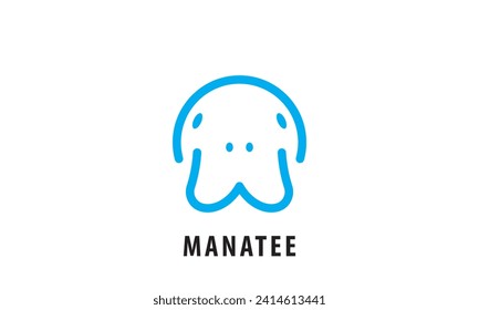 simple manatee logo design inspiration,manatee logo design template,sea wildlife.