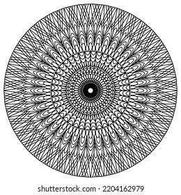 simple mandala with abstract linear figures on a white background for coloring