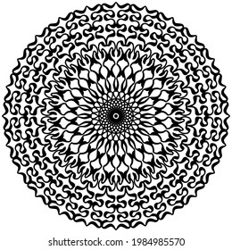 simple mandala with abstract ornaments for coloring, vector, coloring book