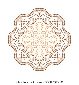 simple mandala art with brown color.