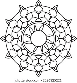 Simple Mandala art for coloring. Mandala biik line art vector illustration