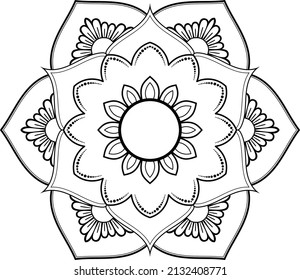 Simple Mandala Art for Kids, Meditation, Color Therapy, Adult Coloring Pages, Stress Relief and relaxation (Valentine Version) with Heart shape and roses of love for Valentine's Day Gift.