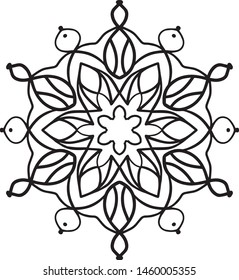 Simple mandala for beginners, children, kids. Shape for Coloring. Vector Mandala. Floral. Flower. Oriental. Book Page. Outline.