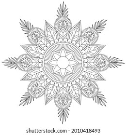 Sencillas páginas de libros de color de Círculo Mandala para niños adultos Medallón antiestrés indio Fondo blanco Esbozo negro ilustración de vector