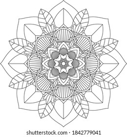 Einfaches Mandala-Farbbuchdesign für Anfänger, Senioren und Kinder. Grundlegende Mehndi-Blumenmuster für Henna-Zeichnung und Tattoo. Dekoration im orientalischen, indischen Stil.
