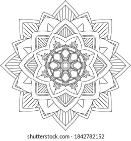 Einfaches Mandala-Farbbuchdesign für Anfänger, Senioren und Kinder. Grundlegende Mehndi-Blumenmuster für Henna-Zeichnung und Tattoo. Dekoration im orientalischen, indischen Stil.