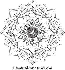 Einfaches Mandala-Farbbuchdesign für Anfänger, Senioren und Kinder. Grundlegende Mehndi-Blumenmuster für Henna-Zeichnung und Tattoo. Dekoration im orientalischen, indischen Stil.