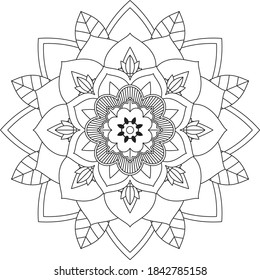 Sencillo diseño de libros en color Mandala para principiantes, adultos mayores y niños. Patrón básico de flores de Mehndi para el dibujo y tatuaje de Henna. Decoración de estilo étnico oriental, indio.