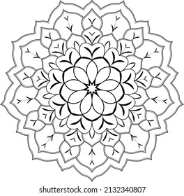 Simple Mandala coloring book design for beginners, seniors and children. Decoration in ethnic oriental, Indian style.
