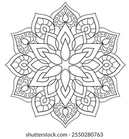 Mandala simple para colorear la página del libro. Vector Mandala Oriental. Esquema Mandala Colorear libro línea arte Ilustración vectorial. Patrón de mandala abstracto de Vector.