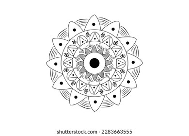 Simple Mandala coloring page. Ornament round mandala. Geometric circle element. kaleidoscope, medallion, yoga, india, arabic. Coloring page for kids and adults. Luxury Mandala background