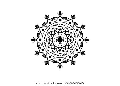 Simple Mandala coloring page. Ornament round mandala. Geometric circle element. kaleidoscope, medallion, yoga, india, arabic. Coloring page for kids and adults. Luxury Mandala background