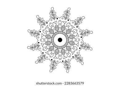 Simple Mandala coloring page. Ornament round mandala. Geometric circle element. kaleidoscope, medallion, yoga, india, arabic. Coloring page for kids and adults. Luxury Mandala background