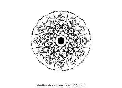 Einfache Mandala Farbseite. Ornament rund mandala. Geometrisches kreiselement. Kaleidoskop, Medaillon, Yoga, India, Arabinum. Farbseite für Kinder und Erwachsene. Luxus-Mandala-Hintergrund