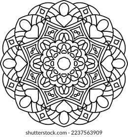 Simple Mandala coloring page, vector illustration