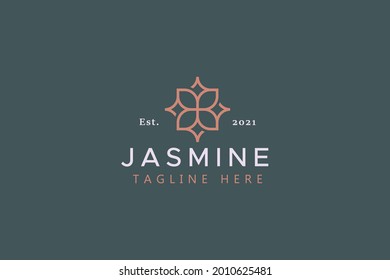 Simple Mandala Concept Jasmine Flower Logo Purity. Beauty, Spa, Hotel, Jewelry, Fashion, Boutique and Healthy Product.