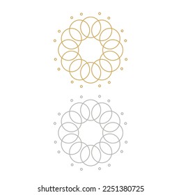 SIMPLE MANDALA CREATED FROM CIRCLES SIGN, SYMBOL, LOGO ISOLATED ON WHITE