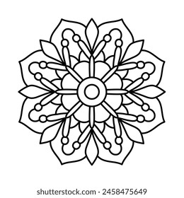 simple mandala design for adults and kids coloring book, elegant mandala art
